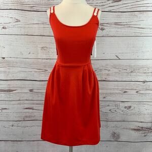 Fleet orange red pleated cross back knit NWT